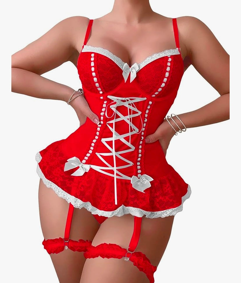 Corset lingerie sexy – Dentelle raffinée & jarretelles
