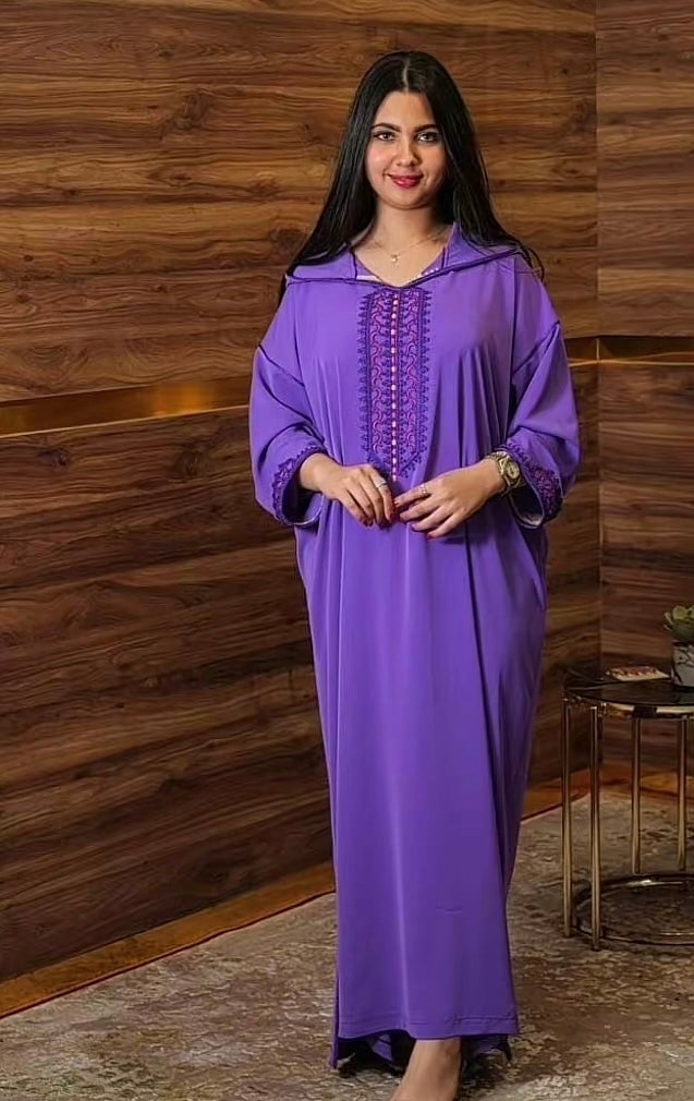 Djellaba Marocaine – Élégance Brodée et Coupe Moderne