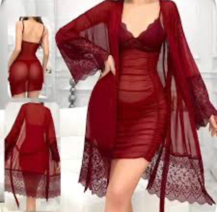 Ensemble nuisette & kimono en dentelle