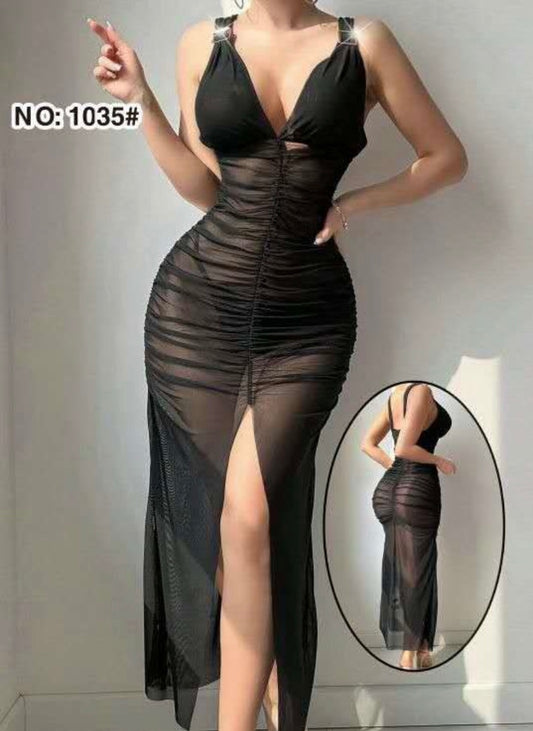 Robe Transparence Élégante – Effet Froncé & Coupe Sirène