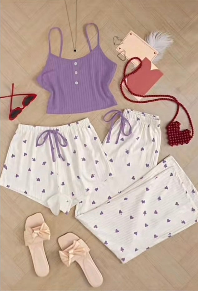 ✨ Ensemble de Nuit Multi-Pièces "Cœurs Tendres" – Confort et Versatilité