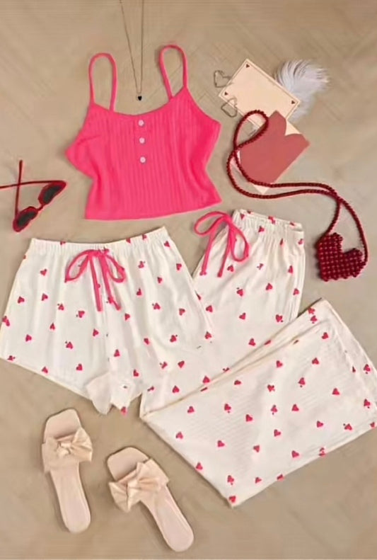 ✨ Ensemble de Nuit Multi-Pièces "Cœurs Tendres" – Confort et Versatilité