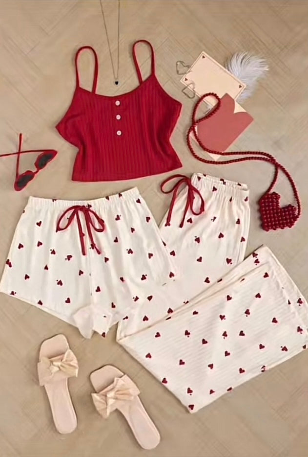 ✨ Ensemble de Nuit Multi-Pièces "Cœurs Tendres" – Confort et Versatilité