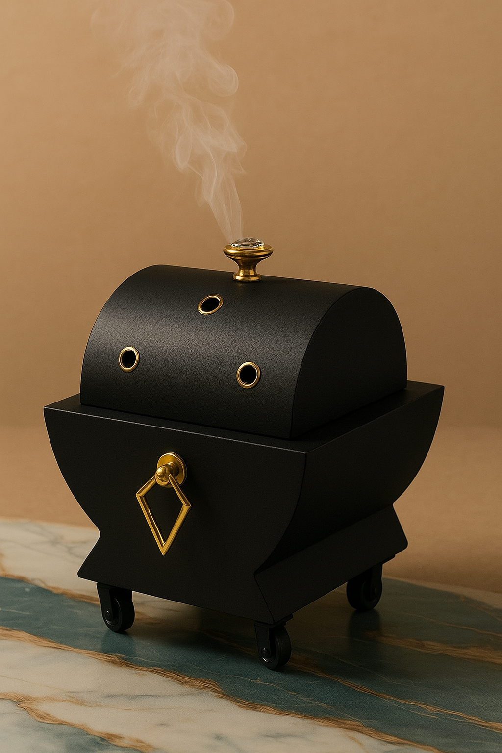 Encensoir design moderne à roulettes – Finition élégante et fumée apaisante