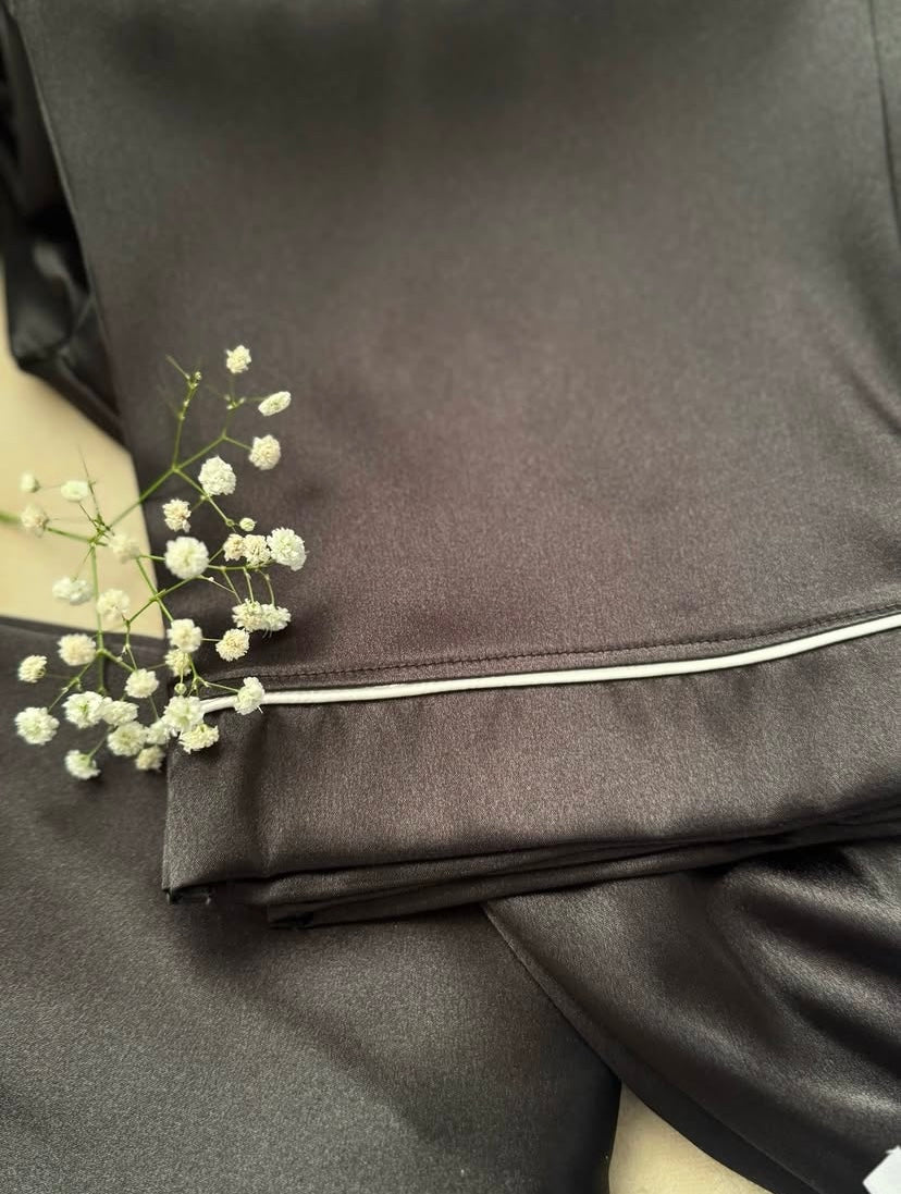 🩵 Pyjama Satin Femme – Ensemble Chemise & Short (ou Pantalon)