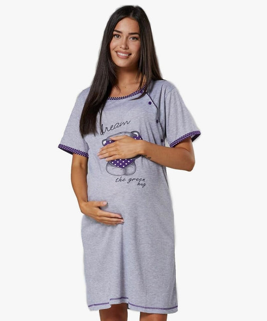 Chemise de Nuit d’Allaitement Confort – Ouverture Pratique pour Maman & Bébé