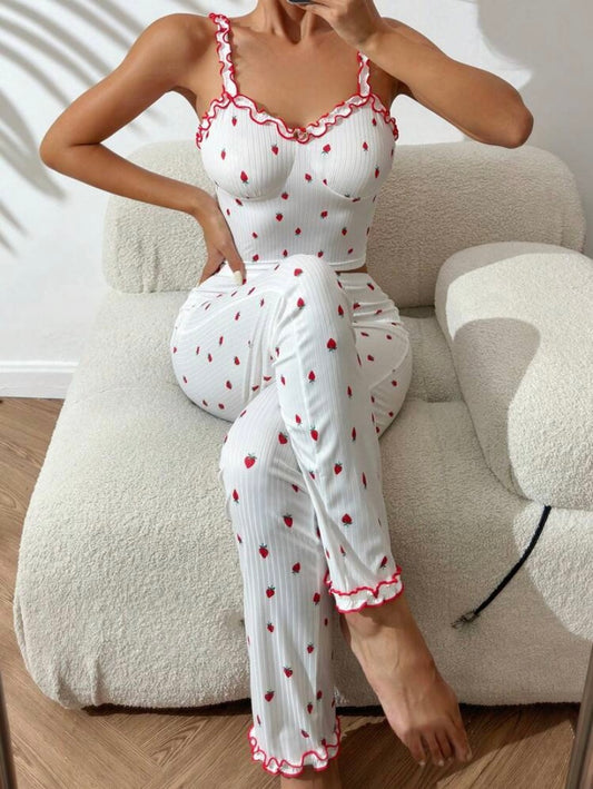 🍓 Ensemble Pyjama Fraîcheur Strawberry – 2 pièces (Pantalon)