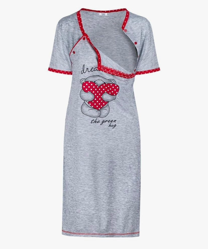 Chemise de Nuit d’Allaitement Confort – Ouverture Pratique pour Maman & Bébé
