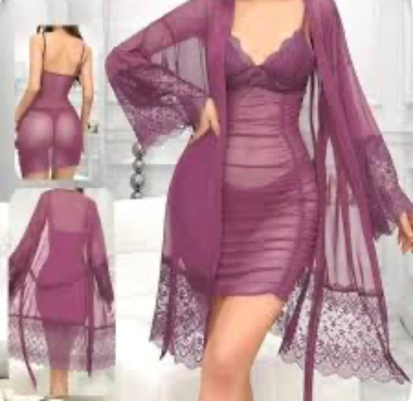 Ensemble nuisette & kimono en dentelle