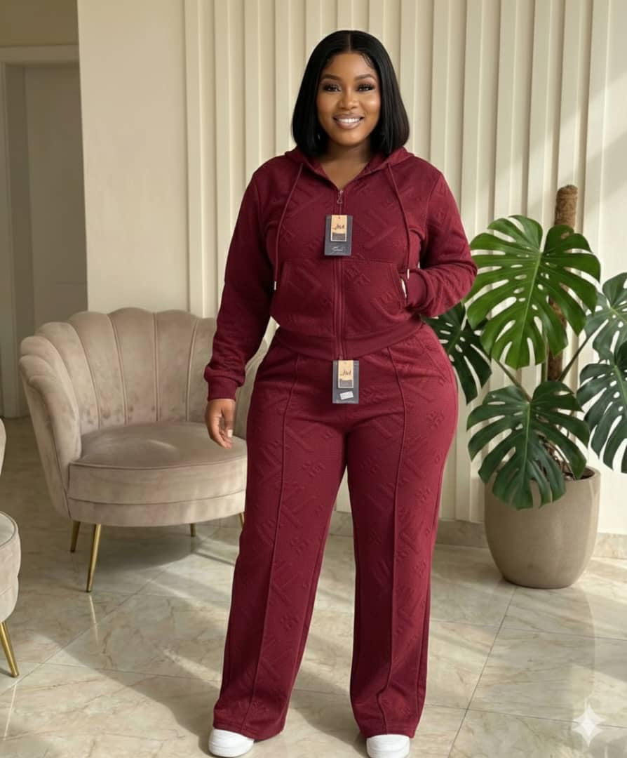 Ensemble Survêtement "Élégance Texturée" – Hoodie Zippé & Pantalon Large