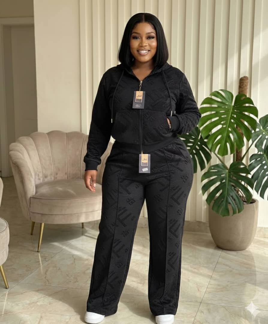 Ensemble Survêtement "Élégance Texturée" – Hoodie Zippé & Pantalon Large