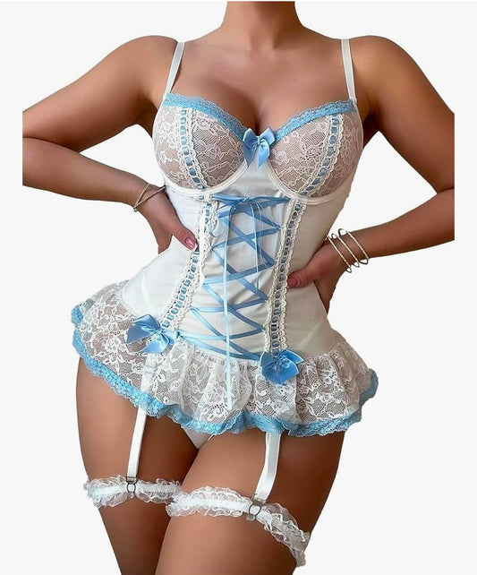 Corset lingerie sexy – Dentelle raffinée & jarretelles