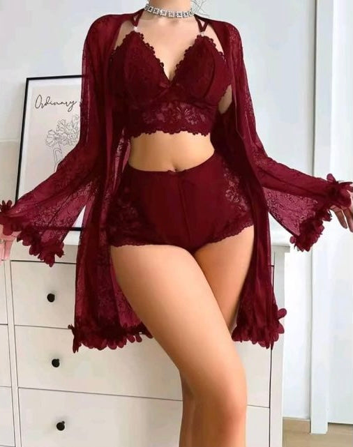 ✨ Ensemble lingerie 3 pièces en dentelle