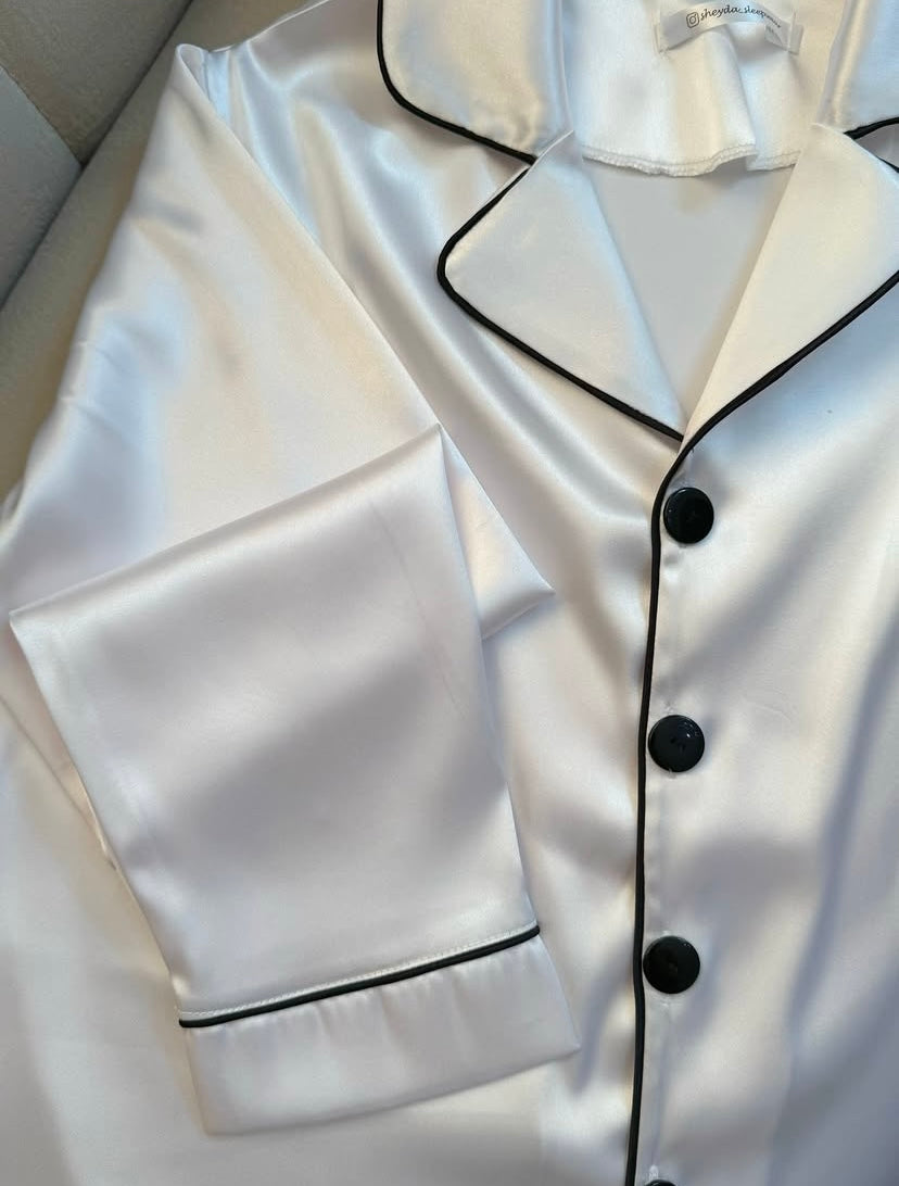 🩵 Pyjama Satin Femme – Ensemble Chemise & Short (ou Pantalon)