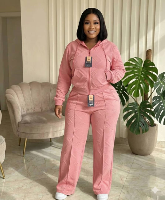 Ensemble Survêtement "Élégance Texturée" – Hoodie Zippé & Pantalon Large