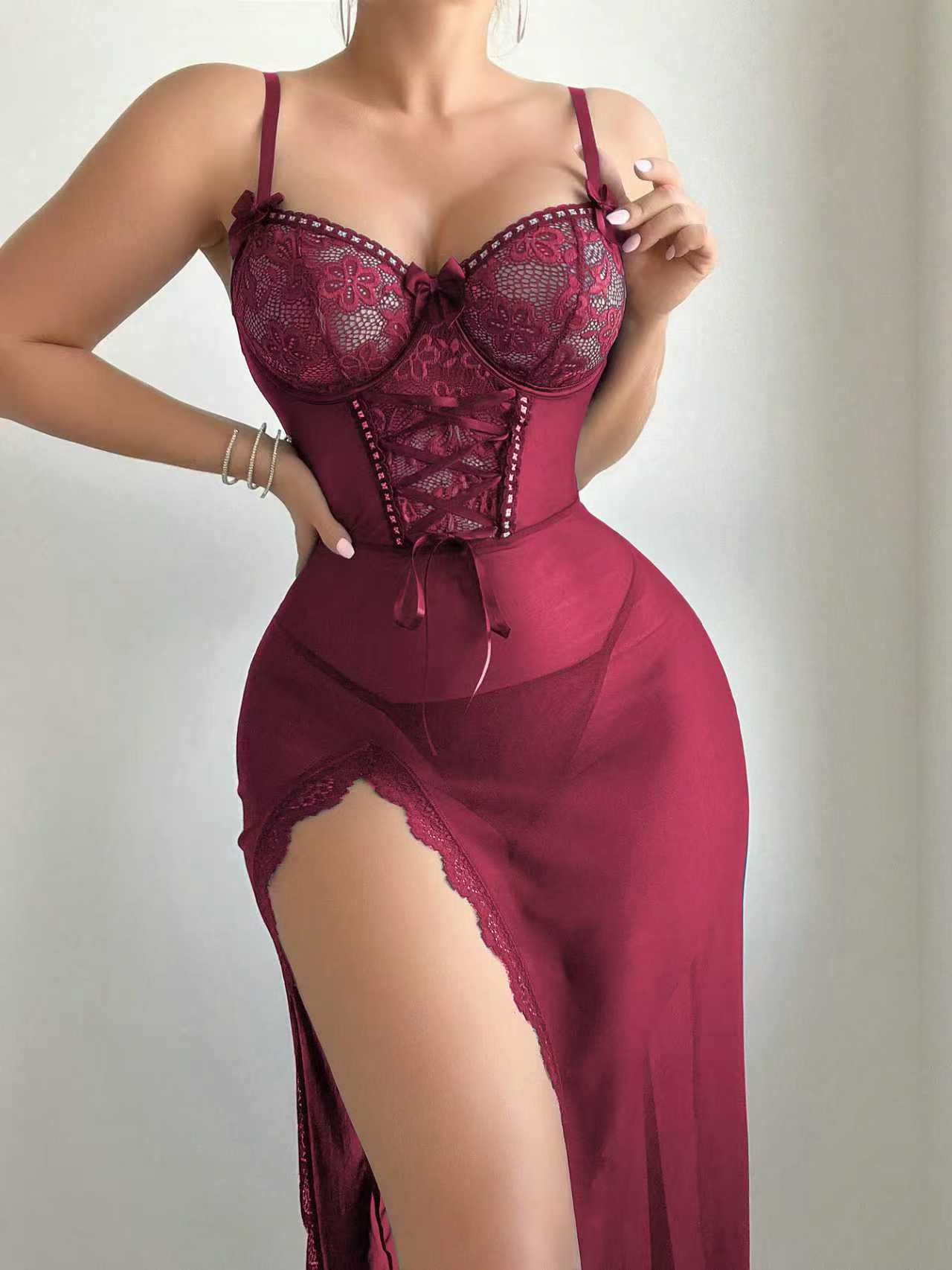 Ensemble Lingerie Séduction Corset-Effect Longue