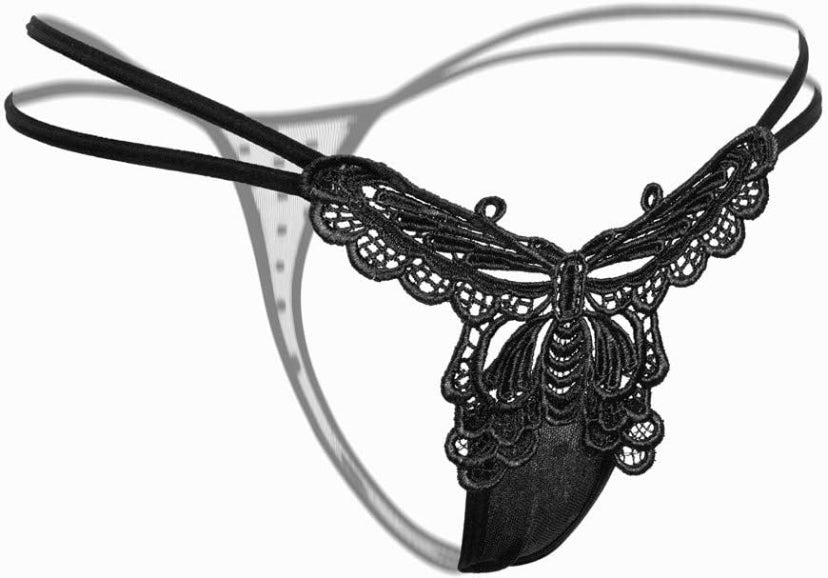 Lot de 6 strings en dentelle ajourée avec motif papillon