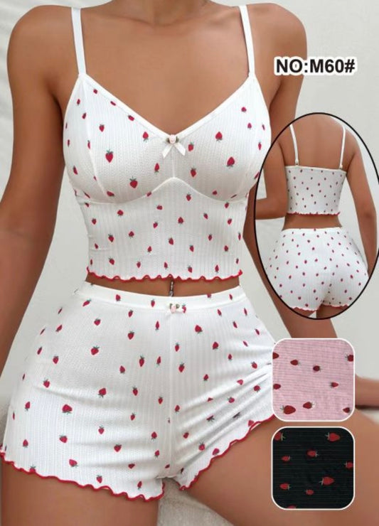 🍓 Ensemble Pyjama Femme – Top & Short Confort