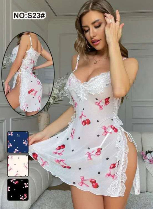 Nuisette douce en tulle et dentelle