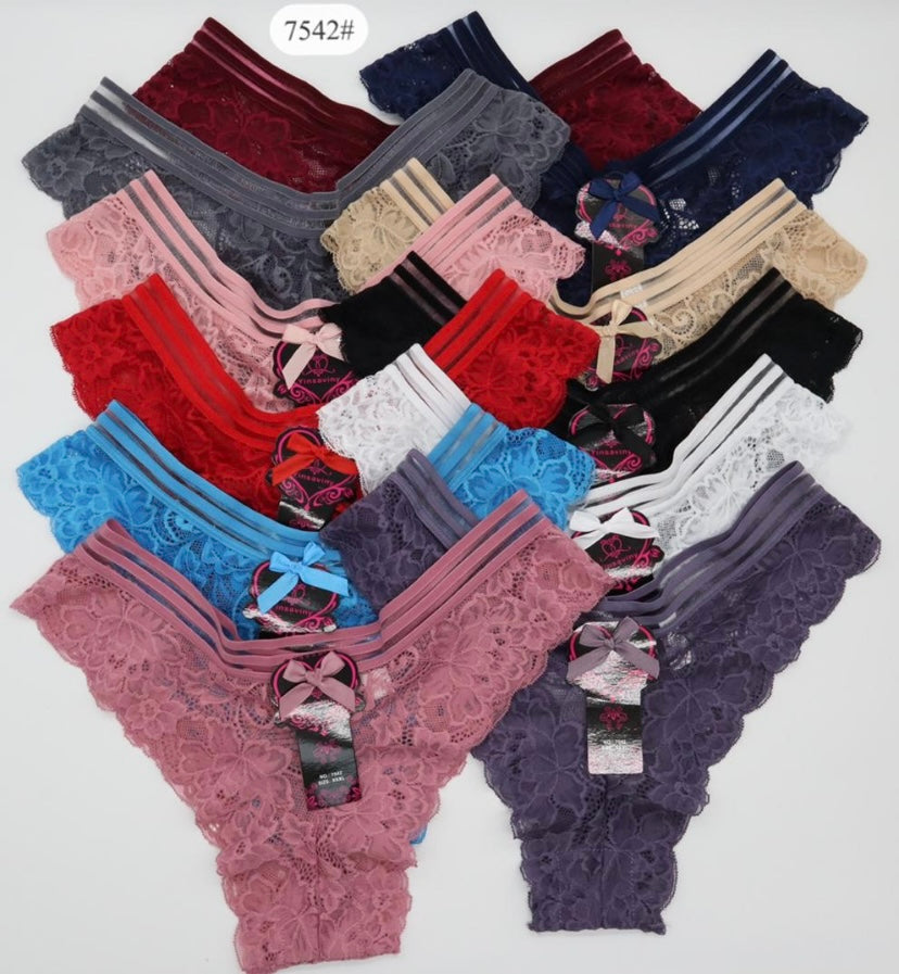 Lot de 6 Culottes en Dentelle Florale – Confort & Élégance Bohème