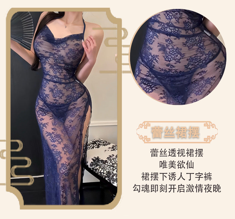 Robe de Nuit Dentelle Transparente – Modèle Luxe