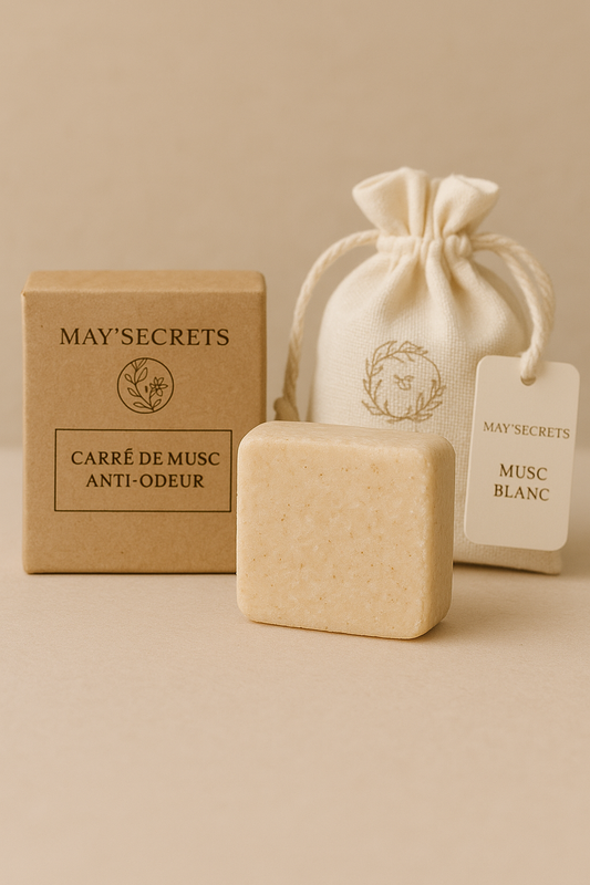 Carré de Musc Anti-Odeur – Musc Blanc Naturel & Élégant | May’Secrets