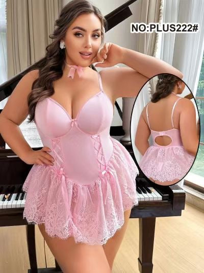 Nuisette Corset en Dentelle avec Jupe Volantée – Féminité & Glamour