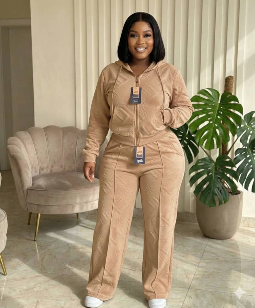 Ensemble Survêtement "Élégance Texturée" – Hoodie Zippé & Pantalon Large